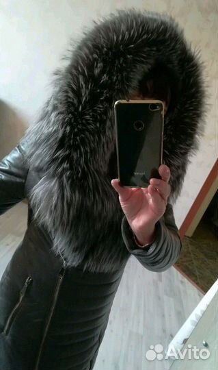 Пуховик кожаный