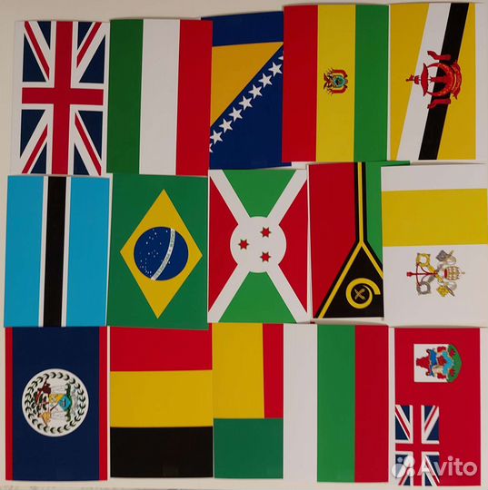 Открытки флаги стран мира набор 204 штуки