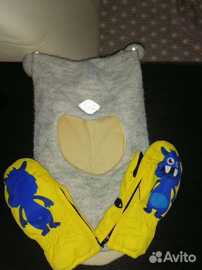 Шапка шлем зимний 50-52 р. Краги в подарок