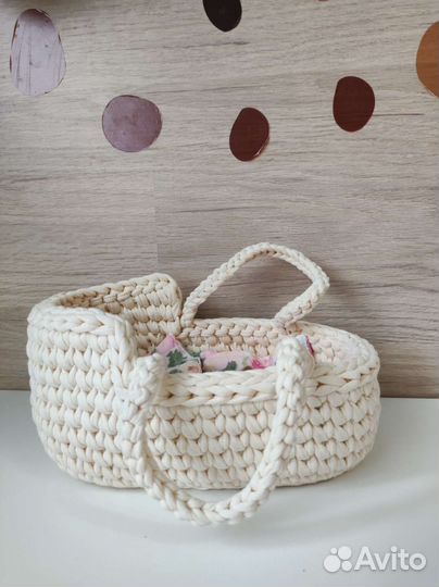 Люлька для кукол из трикотажной пряжи