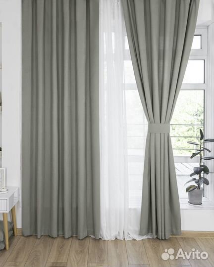 Шторы канвас эдем серо-бежевый новые пошив