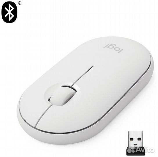 Мышь Logitech беспроводная Pebble M350 Off-White