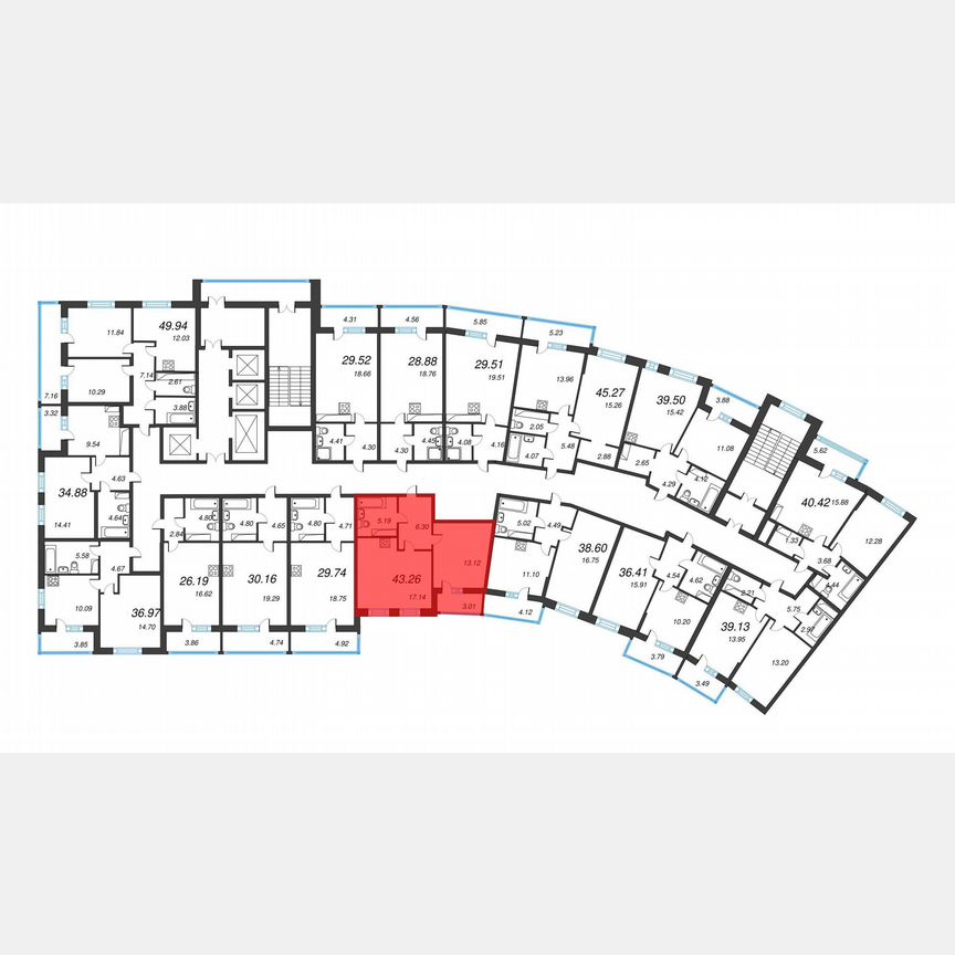 1-к. квартира, 44,8 м², 17/22 эт.