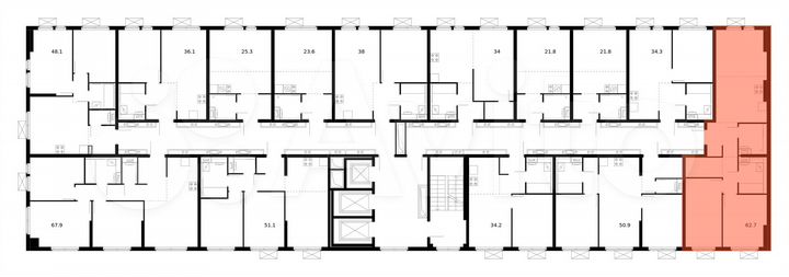 3-к. квартира, 62,7 м², 2/25 эт.