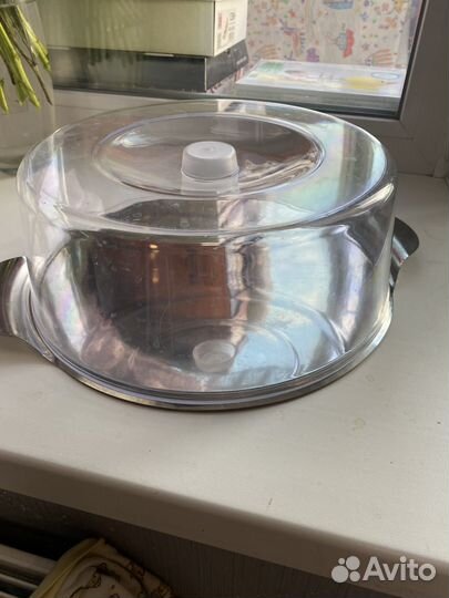 Тортовница с крышкой пластик и вращающаяся
