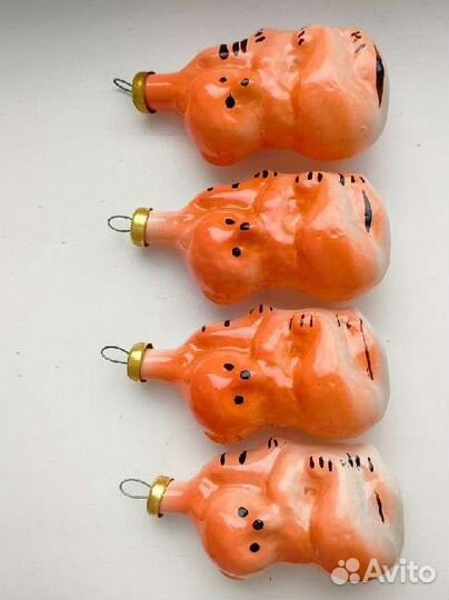 Елочные игрушки СССР мишка на ветке (берёзе)