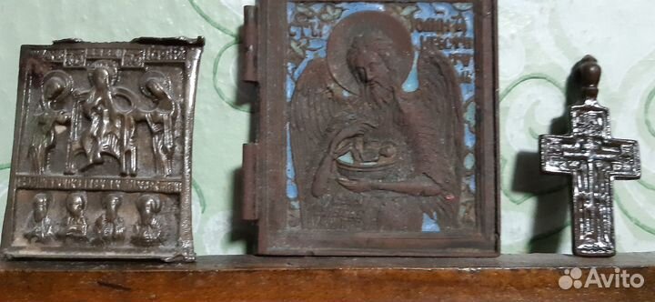 Икона бронза эмаль металлопластика 18-19 век