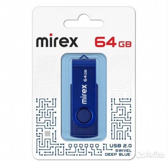 64Gb Флешка Mirex swivel deep blue USB 2.0