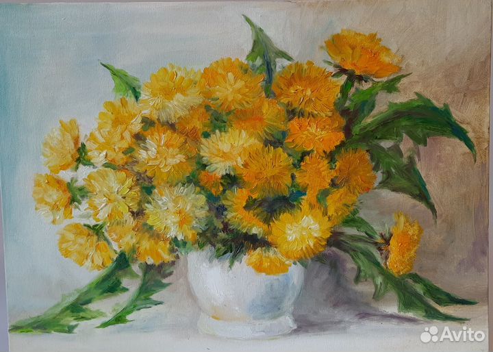 Букет одуванчиков Картина маслом на холсте 30\40