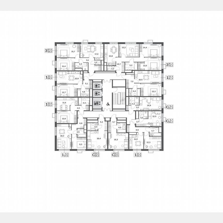 1-к. квартира, 37,4 м², 21/25 эт.