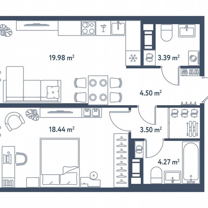 1-к. квартира, 54,1 м², 5/11 эт.