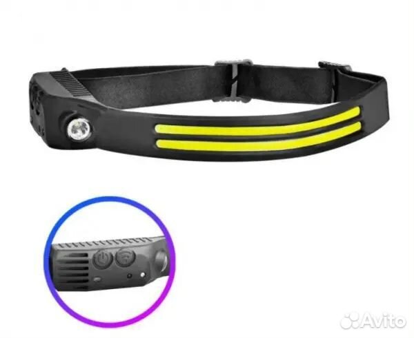 Фонарь налобный, светодиодный, с аккумулятором