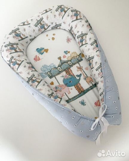 Кокон-гнездышко из Турецкого хлопка для мальчика