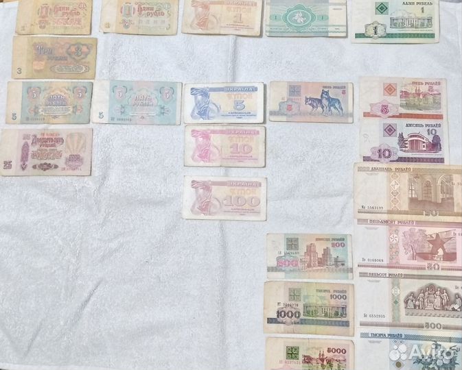 Банкноты СССР, РФ, Украина, Беларусь, оригинал