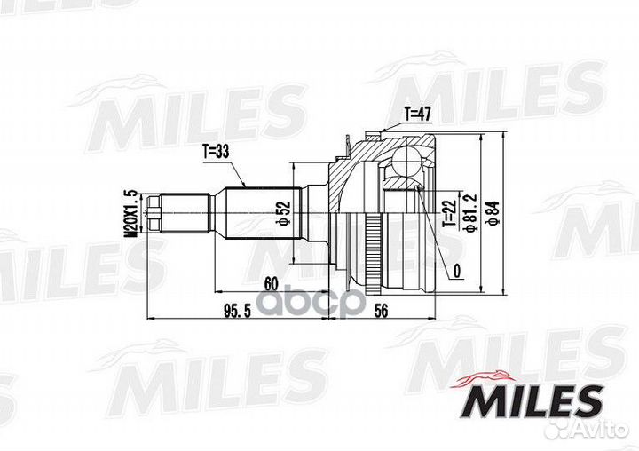 Шрус chevrolet lacetti 1.4 1.6 1.8 05- нар. Miles