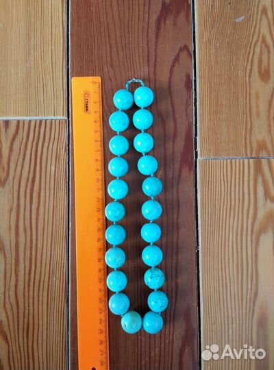 Комплект бусы+серьги из бирюзы