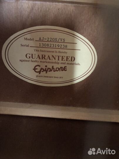Акустическая гитара epiphone aj-220s vintage