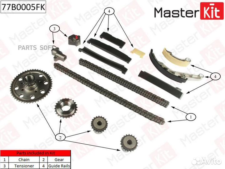 Masterkit 77B0005FK Комплект цепи грм nissan Navara III 2.5 dCi YD25ddti 4WD 04