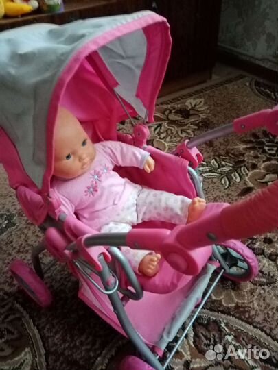 Коляска кукольная и кукла