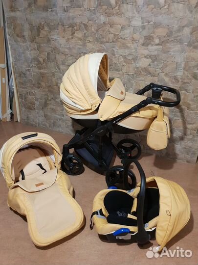 Коляска 3 в 1 Barletta 2.0, цвет: бежевый/оранжевы