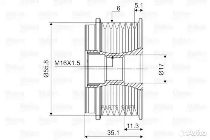 Valeo 588128 Шкив генератора (с крышкой)