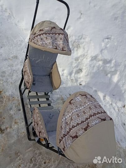 Детские санки на колесах для двойни