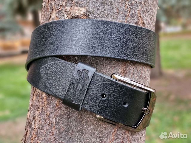 Ремень кожаный мужской черный skinner