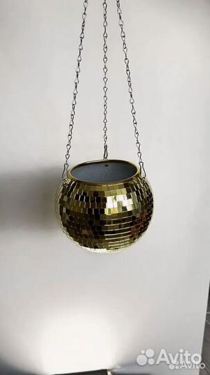 Кашпо из диско шара / кашпо из зеркальной мозаики