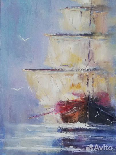 Картина маслом Корабль/Парусник 40 *50 см