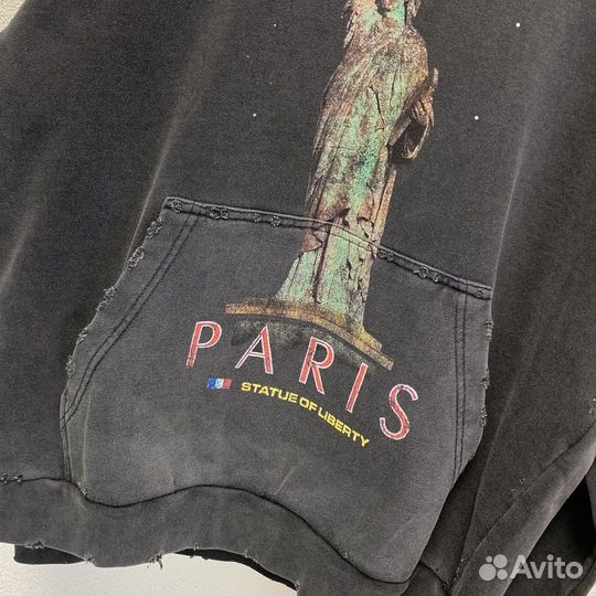 Худи Balenciaga 24FW Paris Hoodie Distressed