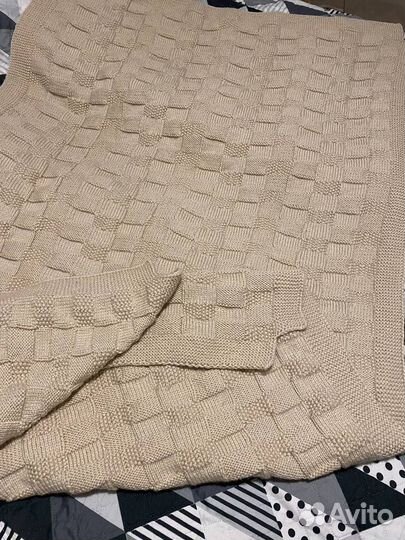 Теплый плед покрывало ручной работы 180х110 см
