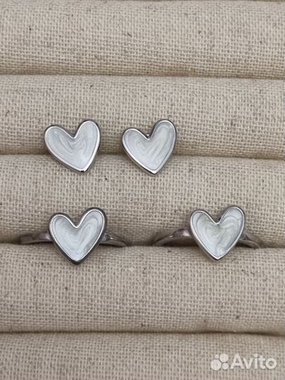 Серьги и кольца серебро с эмалью