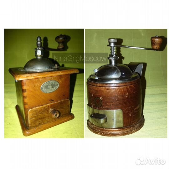 Две антик кофемолки. Рабочие.1820е, 1930е
