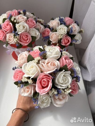 Букеты из мыльных цветов и сухоцветов