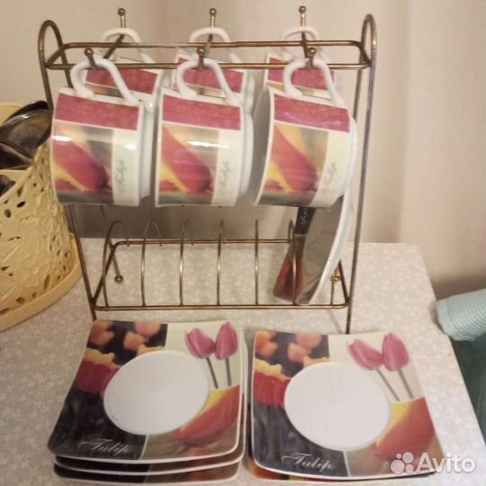 Чашки кофейные с блюдцами, 6 штук набор б/у