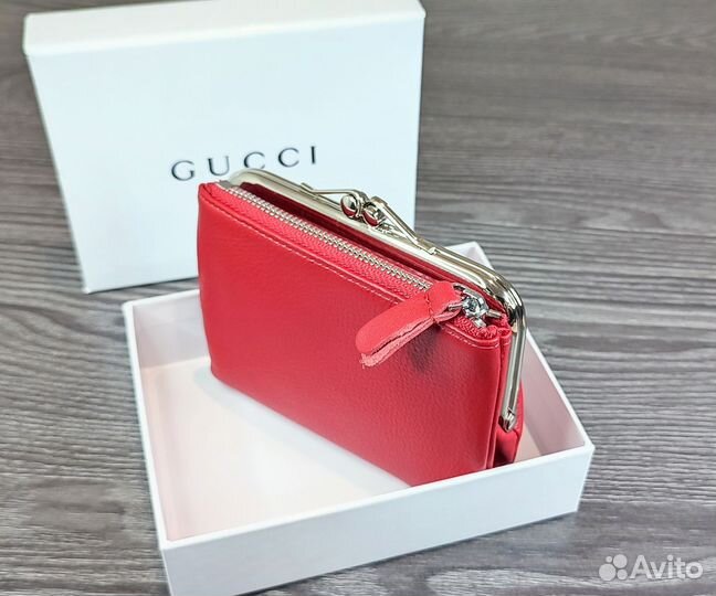 Женский кожаный кошелёк Gucci красный новый