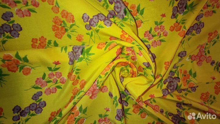 Крепдешин СССР (желтый оттенок, шелк) 1,9 м