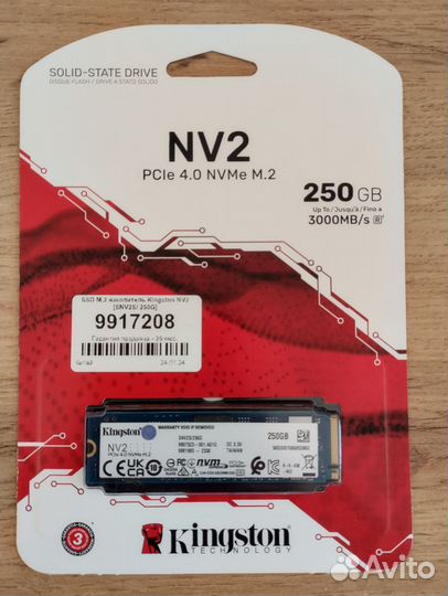 SSD M.2 накопитель Kingston NV2 250Gb SNV2S/250G