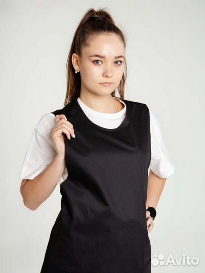 Фартук двойной черный