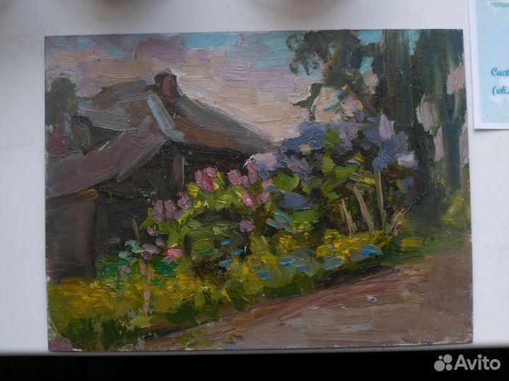 Этюд картина маслом живопись пейзаж природа река