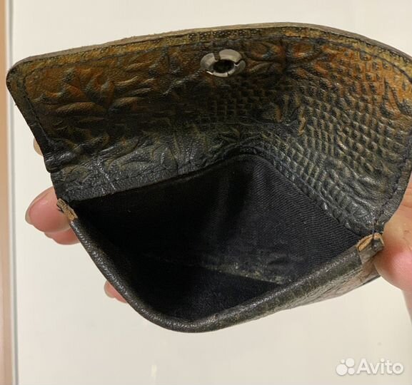 Кошелек (кожа) ссср, винтаж, 11х6 см