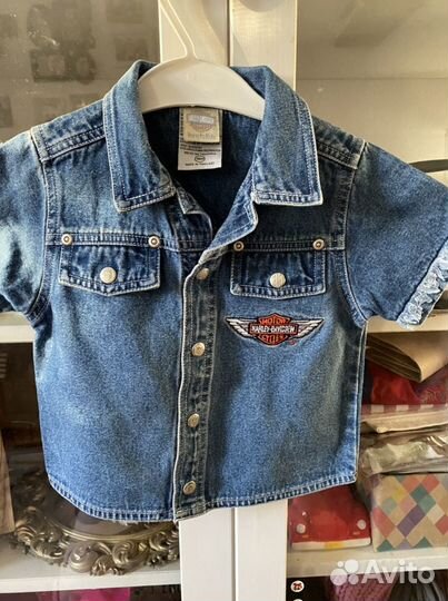 Джинсовая рубашка детская harley davison 12 мес
