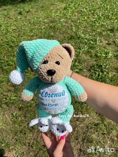 Плюшевый мишка Вязаная игрушка Метрика Ручная рабо