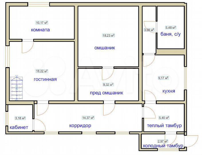 Дом 99,6 м² на участке 20,1 сот.