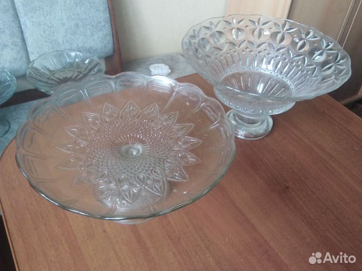 Стеклянные вазы фруктовницы СССР