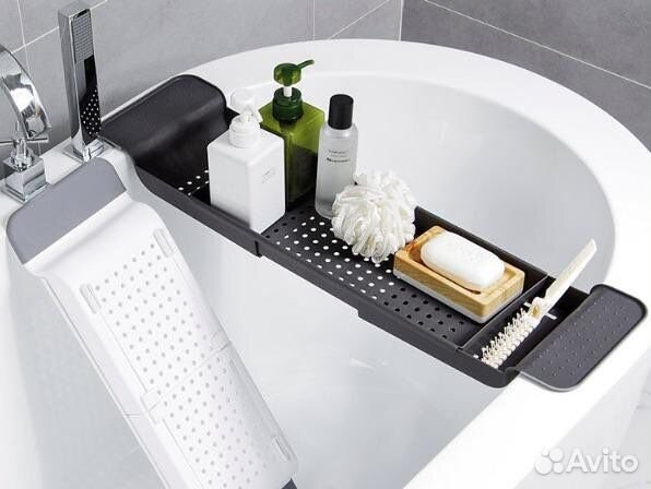 Новая Столик для ванны серый пластик подставка