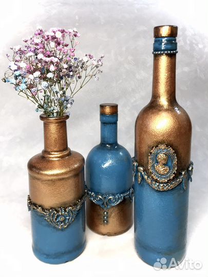 Набор из 3-х бутылок для напитков и декора