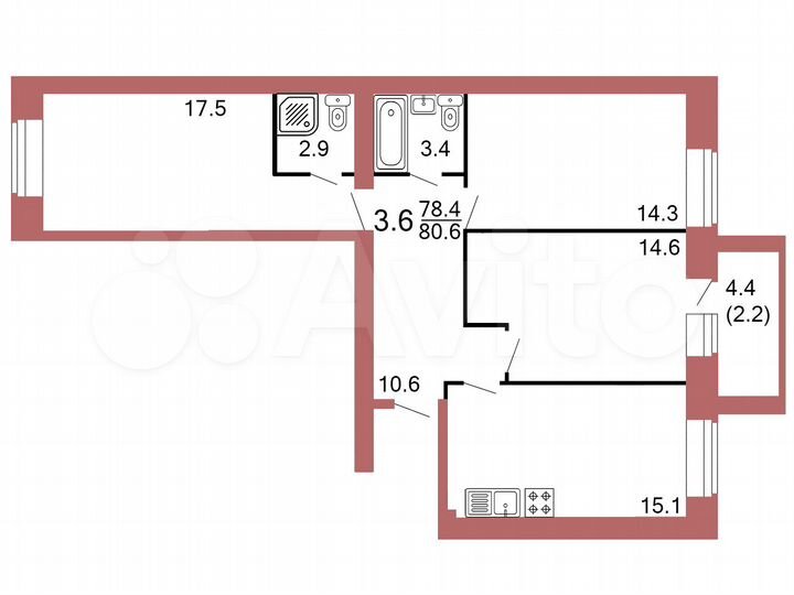 4-к. квартира, 80,9 м², 9/10 эт.