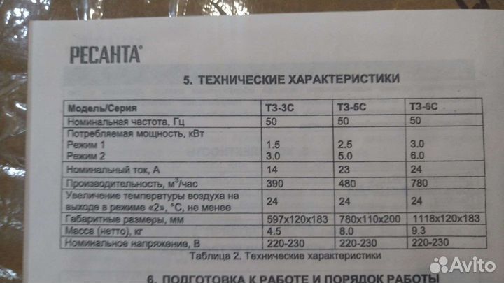 Тепловая завеса новая Ресанта тз-6С