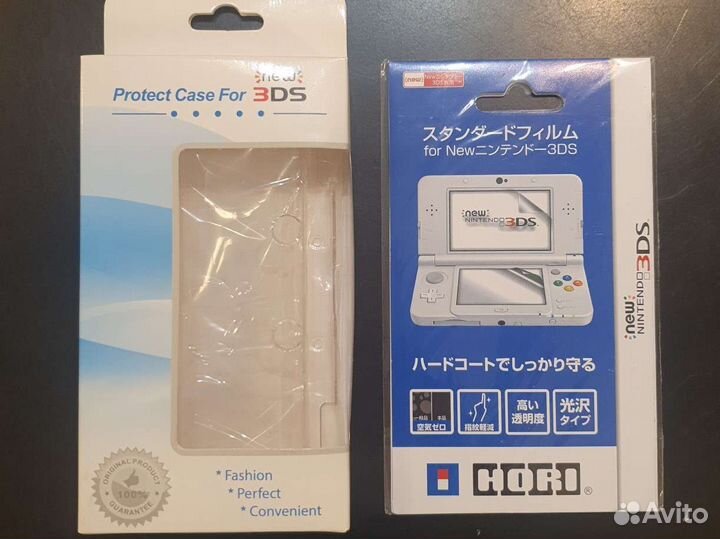 NEW 3DS Защитный чехол прозрачный пластик 2 штуки